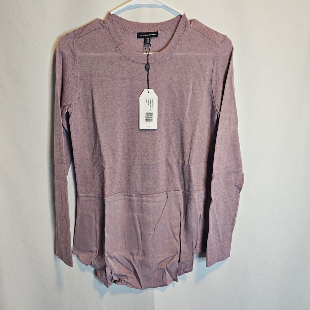 Universal Standard Dalia Mixed Media Elderberry Top 4XS=XS Merino Wool Blend NWT